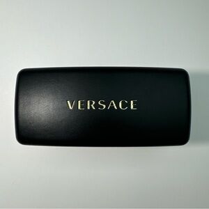 VERSACE BLACK HARD LEATHER CLAMSHELL SUNGLASSES EYEGLASSES CASE 160mmx70mmx55mm